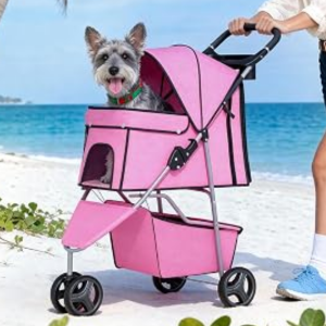 BestPet Foldable 3-Wheel Pet Stroller