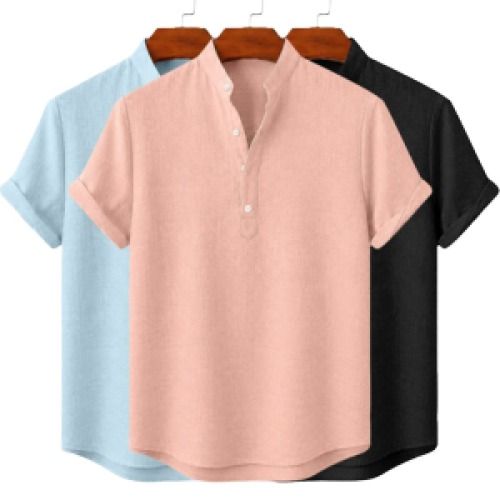 3-Pack Men's Linen Popover Shirts