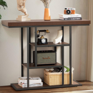 Wood & Metal 4-Tier Entryway Console Table