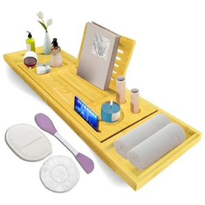 Expandable Wood Bathtub Tray Set