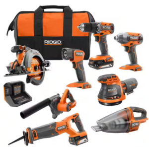 Ridgid 18V Cordless 8-Tool Combo w/Batteries & Charger