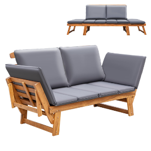 Acacia Wood Convertible Sofa Daybed