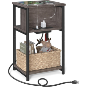 3-Tier Side Table w/Charging Station & Storage