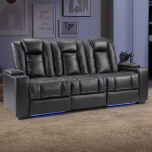 Power Reclining Sofa w/Adjustable Headrest & LED Light
