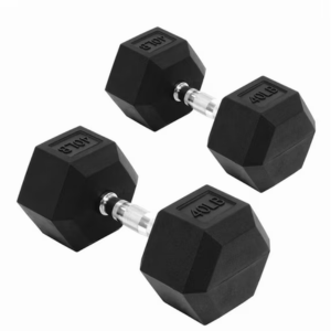 2-Pack FlexWave 40lb Rubber Hex Dumbbells