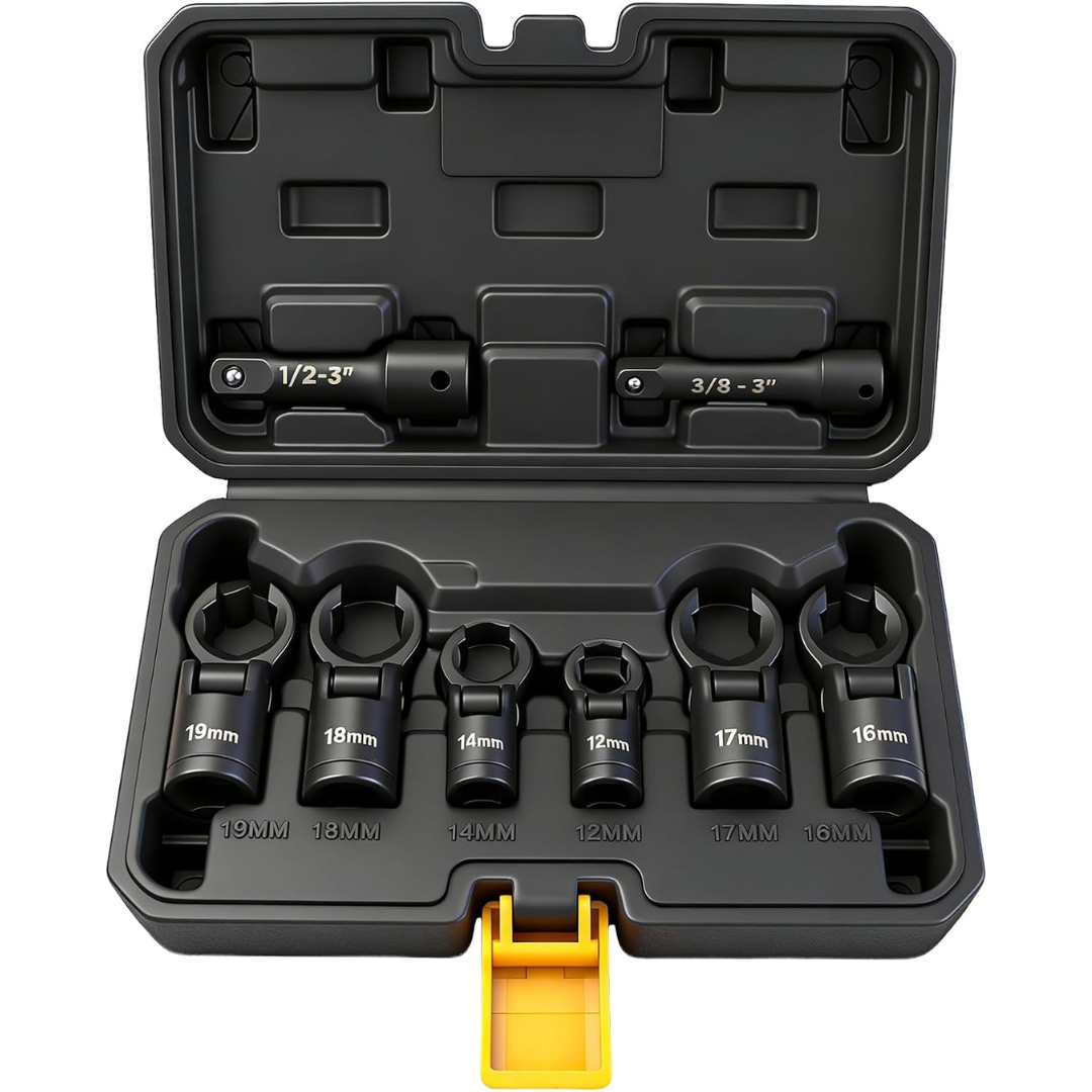 8-Piece Metric Flex Head Crows Foot Wrench Set