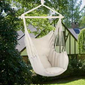 Cotton Canvas Hanging Rope Chair w/Pillows