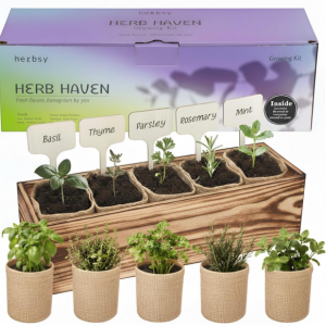 5-Herb Garden Kit w/Wood Box