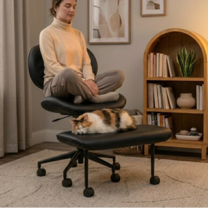 Ergonomic Adjustable Cross Legged Office Chair w/Footrest