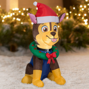 Paw Patrol Chase 3' Christmas Inflatable w/Wreath &  Santa Hat