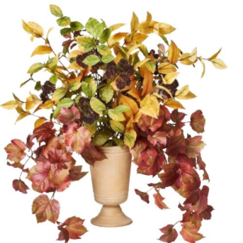 Artificial XL Fall Leaf Arrangement w/Ceramic Pot