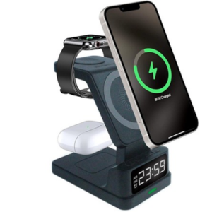 Wireless 4-in-1 Charging Station w/Digital Clock