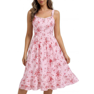 Women's Floral Midi Dress w/Pockets