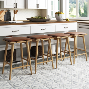 4-Pack Backless Counter Height Wood Barstool