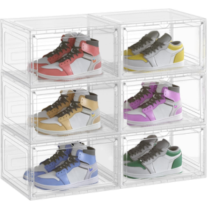 6-Pack Clear Stackable Shoe Boxes