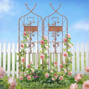 2-Pack Rustic Iron Arch Garden Trellis