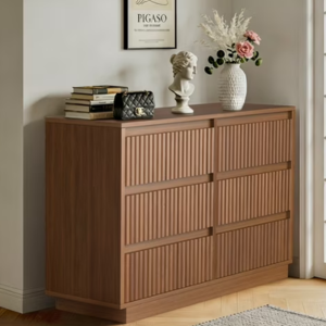 Wood 6-Drawer Fluted Dresser