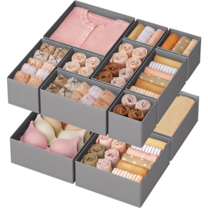Set of 12 Foldable Fabric Storage Boxes