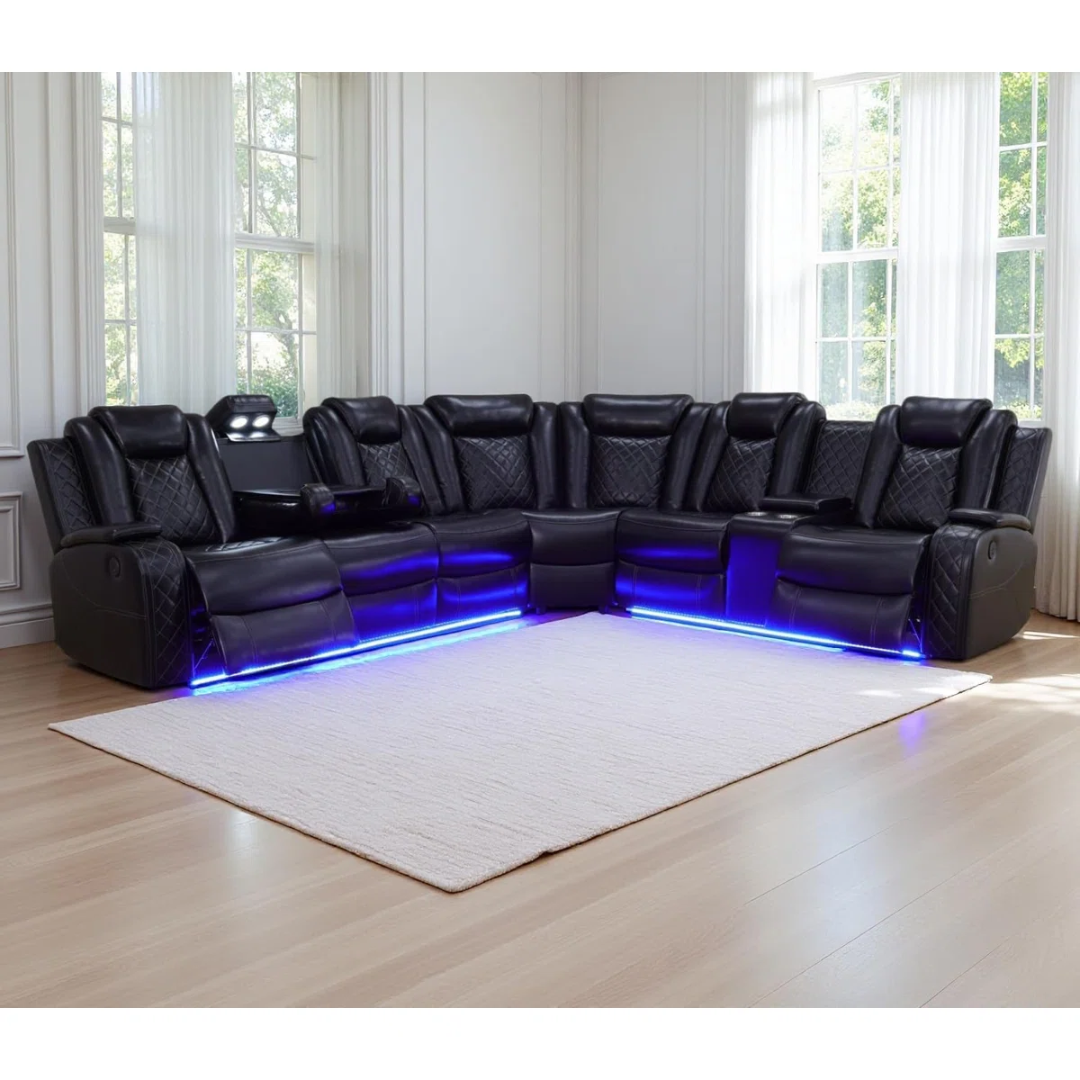 3-Piece Leather Reclining Theater Sectional