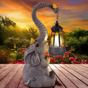 Solar Elephant Garden Light Statue