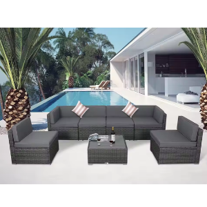 7-Piece Wicker Cushioned Patio Set