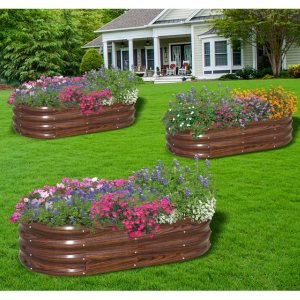 Galvanized Metal 3-Pack 4' Raised Garden Beds