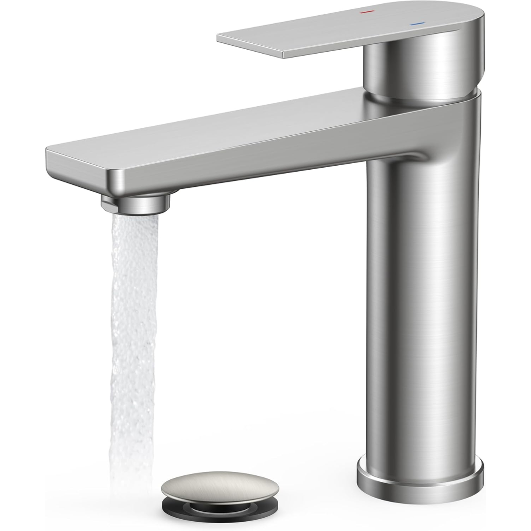Brushed Nickel Single Handle Bathroom Faucet