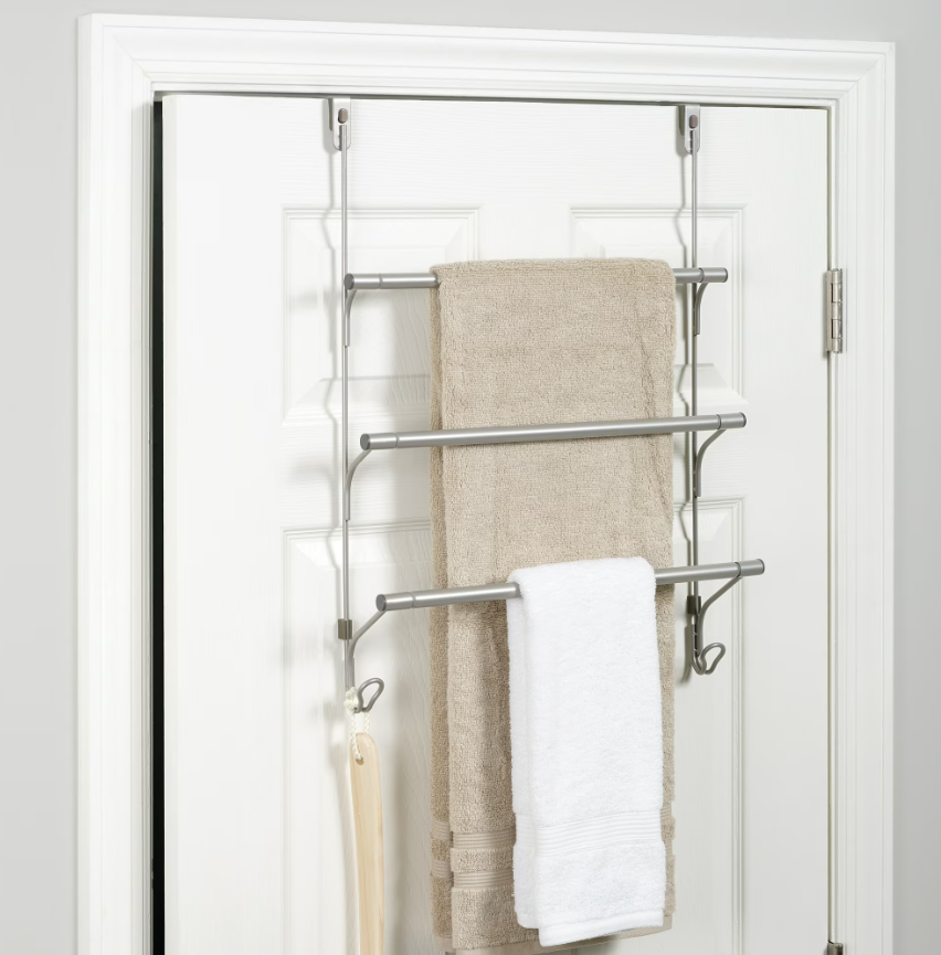 Mainstays Over-the-Door 3-Tier Towel Bar w/ Hooks