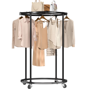 Rolling Clothing Garment Rack w/Shelf