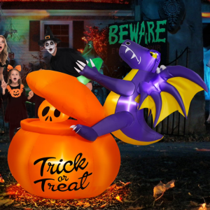 Inflatable 6' Halloween Pumpkin Dinosaur w/Lights