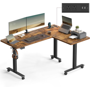 Adjustable L-Shaped Electric Standing Desk