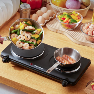 Elite Gourmet 1500W Double Cast Iron Burner