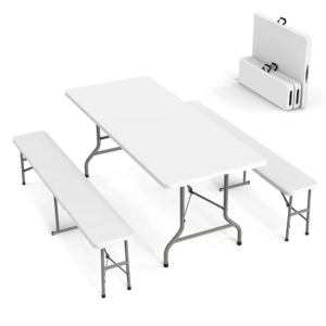 Outdoor Folding Picnic Table w/Bench