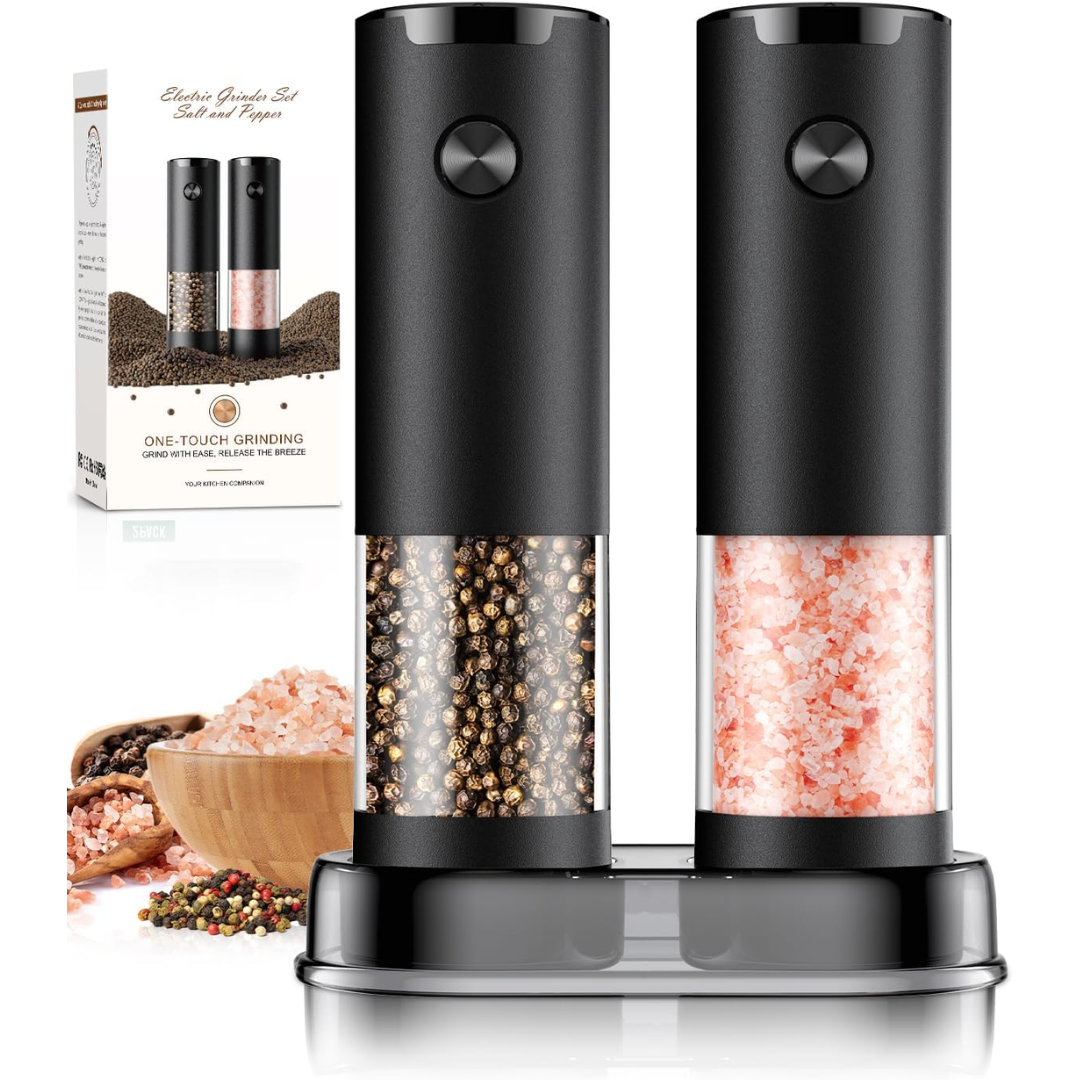 2-Pack Electric Salt & Pepper Grinder Set