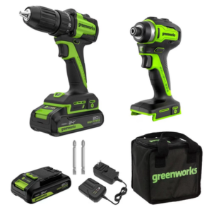 Greenworks 24V Cordless Drill/Impact Driver w/Batteries
