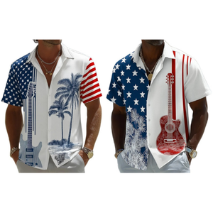 2-Pack Men's American Flag Short Sleeve Shirt