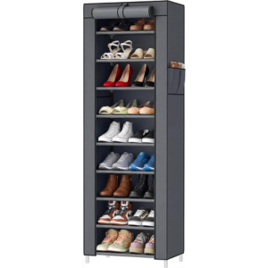 Songmics 10-Tier 20-Pair Shoe Rack w/Cover