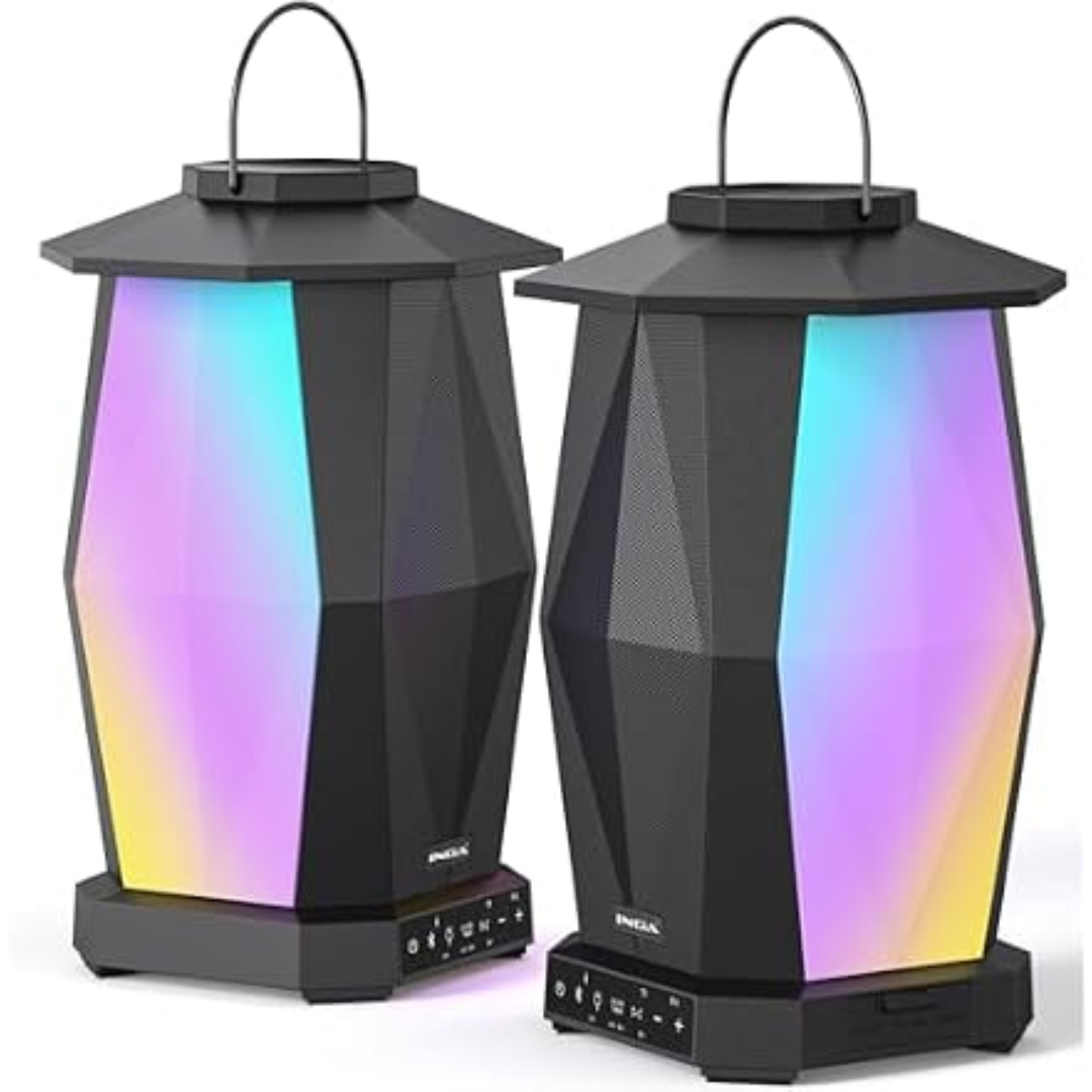 Waterproof 2-Pack Outdoor Bluetooth Speakers w/Lights