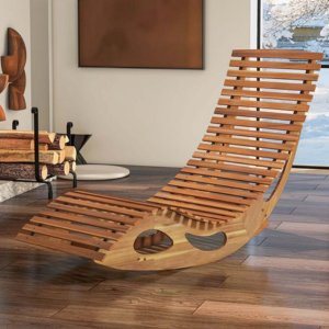 Costway Acacia Wood Outdoor Rocking Chaise Lounge