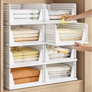 5-Pack Stackable Plastic Storage Baskets