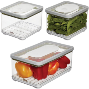 Set of 3 Fridge Organizer Bins w/Drainage Trays