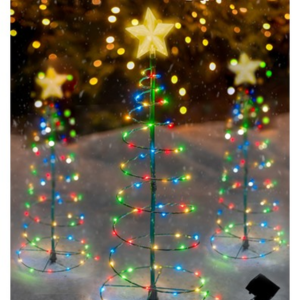 2-Pack Solar LED Metal Christmas Tree Decorations