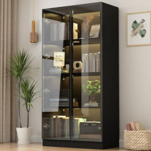 Glass Door Display Cabinet w/LED Lights