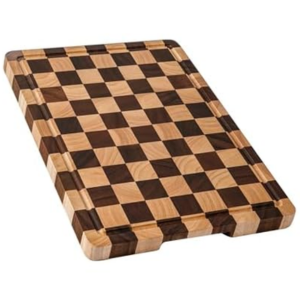 Acacia Wood Checkered Cutting Board w/Juice Grooves