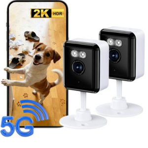 2-Pack 2K Dual-Band WiFi Indoor Security Cameras w/App
