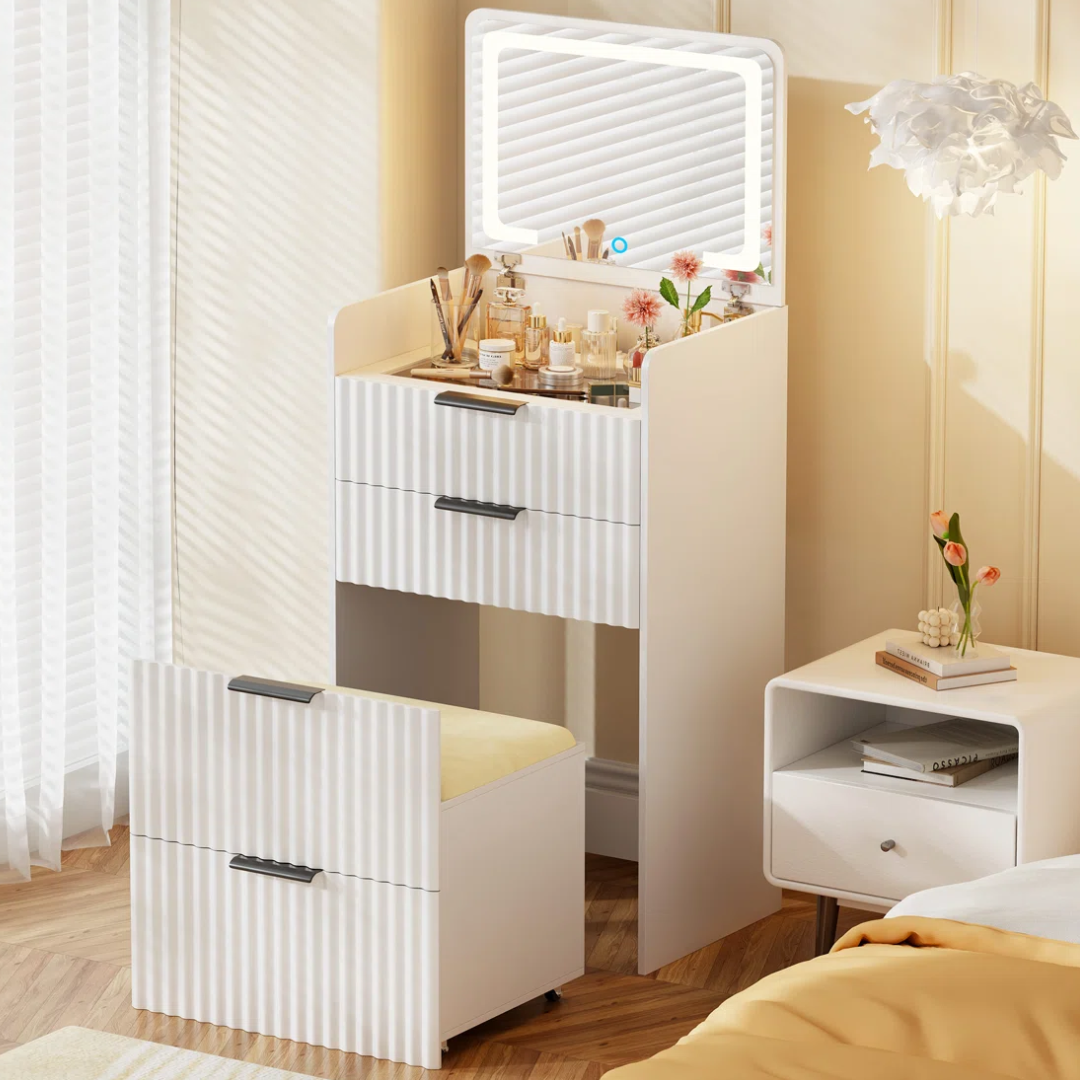 Vanity Desk W/Flip-up LED Mirror