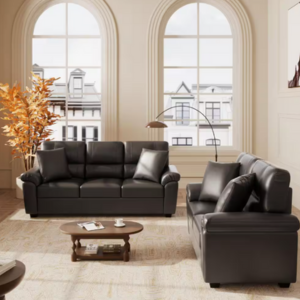 2-Piece Faux Leather Sofa & Loveseat Set