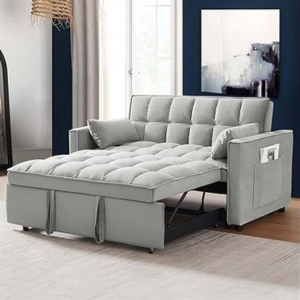 Velvet 2-Seater Pull Out Sofa Bed