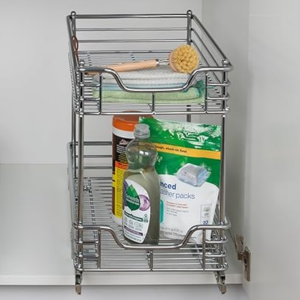 Household Essentials 2-Tier Steel Sliding Under Sink Cabinet Organizer
