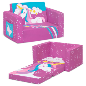 Delta Children Kid's Unicorn 2-in-1 Convertible Flip-Out Foam Chair